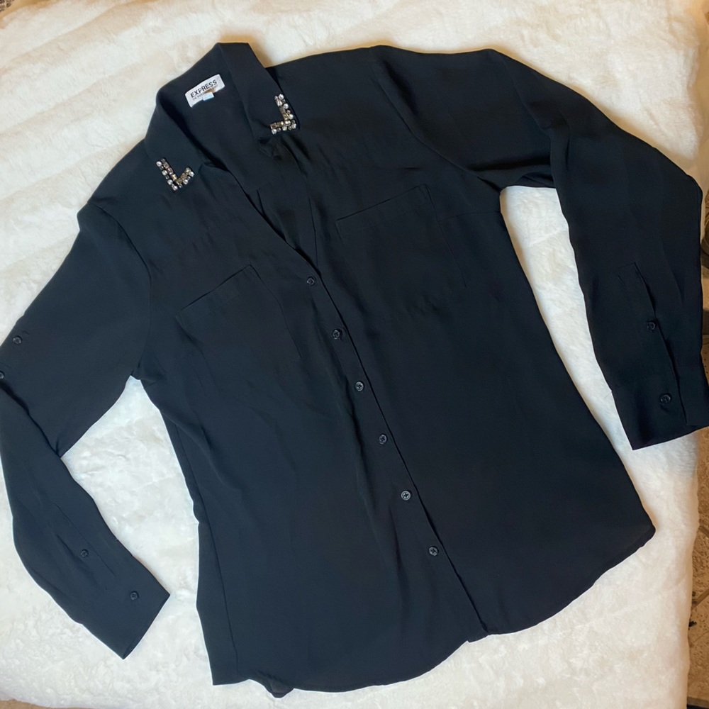Express Portofino Shirt black button up dress shirt